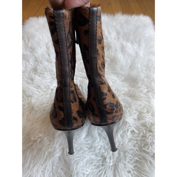 Linea Paolo  Size 6.5 Bootie Stiletto Heel Leopard Print Calf Hair FLAWS - Picture 11 of 14
